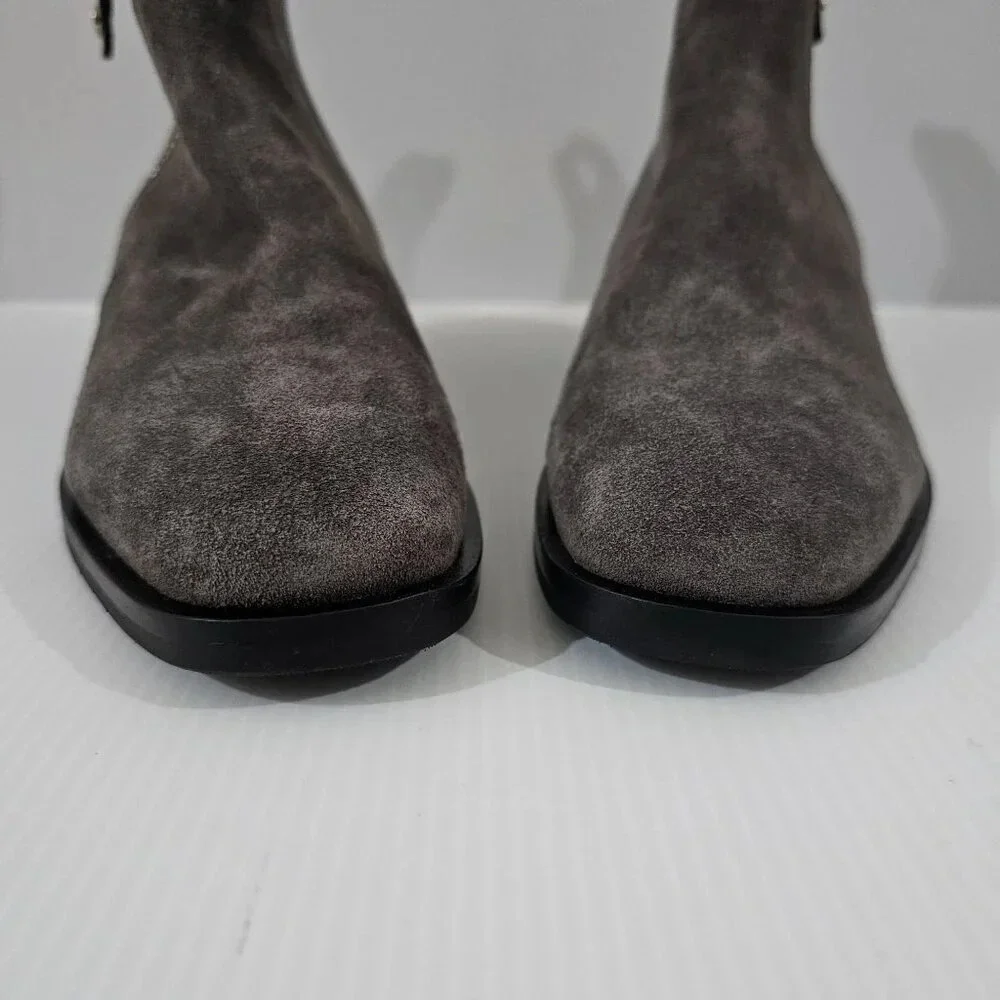 Aquatalia Colbie Ankle Boot Womens 9.5 Gray Suede Water Resistant Side Zip NEW